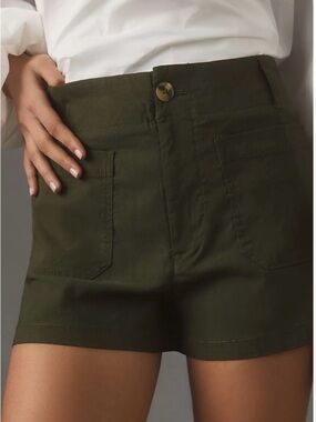 Maeve The Collette High-Waisted Super Stretch Twill Shorts Sz 32 Dried Fern